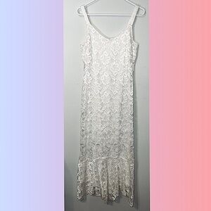 BEAUTIFUL Spencer Alexis Chic Cream Floral Lace Maxi Cocktail Dress! Size M.